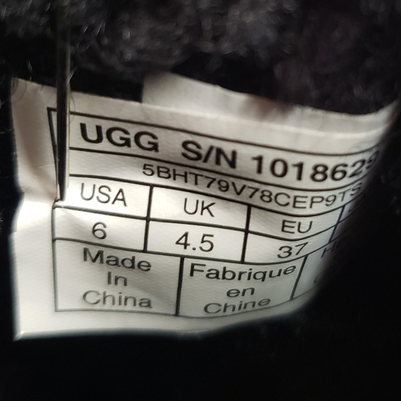 UGG Black Constantine Classic Boot Black Suede Shearling Boots Size 6 - Picture 8 of 8